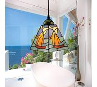 JQQJZLC Luz de Colgante Colgante de Estilo Tiffany de 20 cm, Accesorios de iluminación de Mini Techo Vintage, 1 luz de lámparas de Vidrio manchadas para Sala de Estar del Dormitorio del Pasillo.