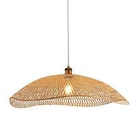 JQQJZLC Luz de Colgante de bambú Tejido a Mano, lámpara Colgante de Techo de Tejido Beige de 1 Luces, lámpara de araña de bambú para Isla de Cocina, Sala de Estar, Dormitorio Hecho en China producido