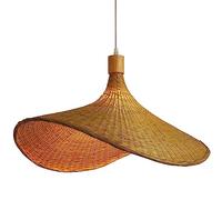 JQQJZLC Luz de Colgante de Estilo Chino Bambú Natural E27 Candelier de la Base Irregular Sombrero de Paja Decoración de la lámpara de iluminación de la lámpara del sudeste asiático Lámpara de
