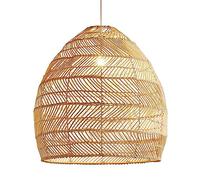 JQQJZLC Luz de Colgante de Mimbre Beige Tejido manejo de la Mano, lámpara Colgante Tejida de ratán lámpara de Techo Vintage lámpara de Arte Natural