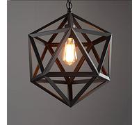 JQQJZLC Luz de Colgante geométrico de Hierro geométrico de Hierro Retro Creativo, Accesorios de Techo de Jaula de Metal de una Sola Cabeza de Cabeza rústica de restaurantes Antiguos de la Barra de