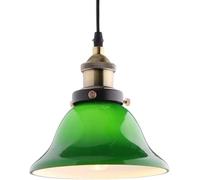 JQQJZLC Luz de Colgante Retro, Sombra de lámparas de Vidrio Verde Esmeralda iluminación de Techo Industrial Vintage, restaurantes Herramientas de lámpara de café de la Cocina producida en China