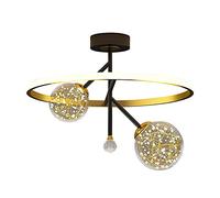 JQQJZLC Luz de lámpara de araña 2 iluminación Colgante Negra, lámparas de araña Modernas, lámpara de Techo LED de Cobre, para Sala de Estar de Cocina Dormitorio de Hotel
