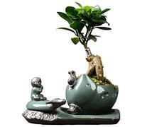 JQQJZLC Macetas de arte creativo, maceta ornamental simple para interiores, oficina, escritorio, exquisito adorno azul y verde, macetas para plantas