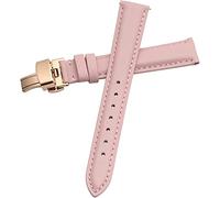JQQJZLC Mira la banda con correa de reemplazo de cuero de hebilla de acero inoxidable rosa, rosa verde-17 mm