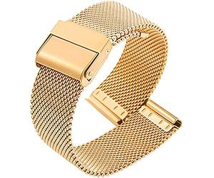 JQQJZLC Mira la correa de reemplazo de malla de acero inoxidable ajustable Banda de reloj Remonable e impermeable 17 mm