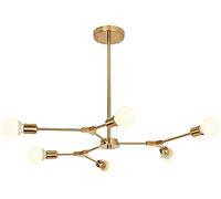 JQQJZLC Moderna Craft Sputnik Chandelier, Chandelier, Ambiente Ligero Sala de Estar Restaurante Lámparas moleculares Iluminación, iluminación de decoración, Oro electroplatando, 6 Luces (Oro