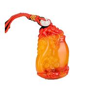 JQQJZLC Natural Hetian Pollo Piedra de Sangre Oro Seda Jade Hombres y Mujeres Jarrón Colgante Jade Colgante Flor Floreciente Rico Jade Collar Suéter Cadena