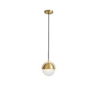 JQQJZLC Nordic Modern Minimalista Candelier Creative Round Bar Restaurante Dormitorio de un Solo Cabezal decoración de Interiores Pequeño lámpara Colgante de Cobre Decoración de Vidrio Luz de