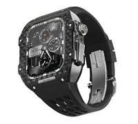 JQQJZLC Para 9 8 7 6 SE 5 4 series 44 mm 45 mm Kit de banda Mod Men Mujeres Mujeres Fibra de carbono Caja de reemplazo de la correa de reloj de goma Ratio de reemplazo