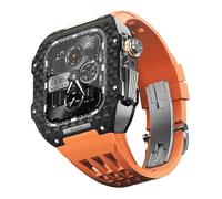 JQQJZLC Para 9 8 7 6 SE 5 4 series 44 mm 45 mm Kit de banda Mod Men Mujeres Mujeres Fibra de carbono Caja de reemplazo de la correa de reloj de goma Ratio de reemplazo