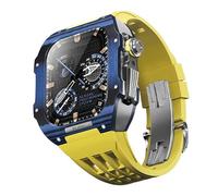 JQQJZLC Para 9 8 7 6 SE 5 4 series 44 mm 45 mm Kit de banda Mod Men Mujeres Mujeres Fibra de carbono Caja de reemplazo de la correa de reloj de goma Ratio de reemplazo