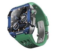 JQQJZLC Para 9 8 7 6 SE 5 4 series 44 mm 45 mm Kit de banda Mod Men Mujeres Mujeres Fibra de carbono Caja de reemplazo de la correa de reloj de goma Ratio de reemplazo