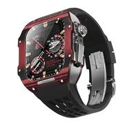 JQQJZLC Para 9 8 7 6 SE 5 4 series 44 mm 45 mm Kit de banda Mod Men Mujeres Mujeres Fibra de carbono Caja de reemplazo de la correa de reloj de goma Ratio de reemplazo