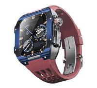 JQQJZLC Para 9 8 7 6 SE 5 4 series 44 mm 45 mm Kit de banda Mod Men Mujeres Mujeres Fibra de carbono Caja de reemplazo de la correa de reloj de goma Ratio de reemplazo