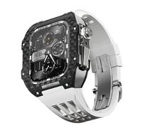 JQQJZLC Para 9 8 7 6 SE 5 4 series 44 mm 45 mm Kit de banda Mod Men Mujeres Mujeres Fibra de carbono Caja de reemplazo de la correa de reloj de goma Ratio de reemplazo