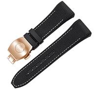 JQQJZLC Para Franck Muller V45 Serie de 28 mm Nylon Cuero de cuero Reloj Body Black Blue Pleging Rating Strap