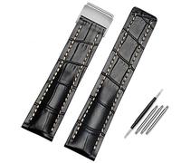 JQQJZLC Para una banda de reloj de 22 mm de 24 mm, correa de cuero genuino, hombre, mira de cuero de vaca con despliegue