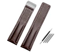 JQQJZLC Para una banda de reloj de 22 mm de 24 mm, correa de cuero genuino, hombre, mira de cuero de vaca con despliegue