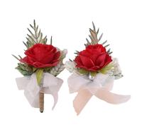 JQQJZLC Peach Pink Rose Flower con cadena de perla Novia de dama de honor Flower pulsera (flor de muñeca roja)