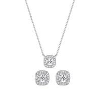 JQQJZLC Pendientes de joyería 925 Set de Collar - Geometry Square Colgante de circonía Collar Collar Juegos de Joyas, para Joyas de Bodas sin alérgenos para Novias de Damas de Honor