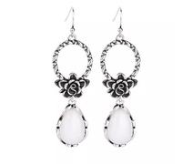 JQQJZLC Pendientes florales de arte retro con aretes y tachuelas con incrustaciones