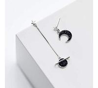 JQQJZLC Pendientes para Mujeres, Pendientes S925 Femenino Coreano Black Diamond Universe Planet Stars Luna Long Pendientes Joyas