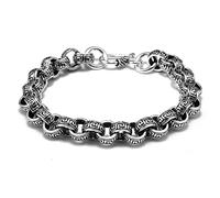 JQQJZLC Pulsera de brazalete de plata esterlina ajustable, pulseras de cadena, pulsera de plata esterlina para mujeres pulsera vintage de tallado amuleto chino joyas de plata esterlina