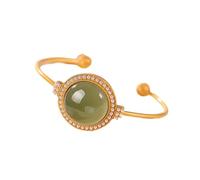 JQQJZLC Pulsera S925 Plata Goldia de oro plateado Perrilización de jade hetiana Damas de plata abierta Pulsera de plata
