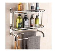 JQQJZLC Rack de Toallas de baño Muro de Acero Inoxidable montado con Estante de Toalla y Gancho móvil para Almacenamiento de Cocina del Hotel/Tres capas/40 cm