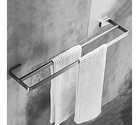 JQQJZLC Rack de Toallas Rail de Toalla para baño, estantes de Toallas de baño, Barra de Toalla Doble montada en la Pared, Estante de Almacenamiento de baño Accesorios de baño/Negro de 60 cm de