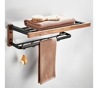 JQQJZLC Rejilla de Toalla Ligera Rejilla de Toalla Plegable de Nogal Negro, Barra de Toallas, Soporte de Papel higiénico, Accesorios de baño montados en la Pared Kit de baño Hardware de baño/Barra