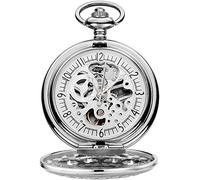 JQQJZLC Reloj de Bolsillo Unisex, Reloj de Bolsillo y Cadena como Concha Hueca navideña, Reloj de Bolsillo mecánico de Cuerda Manual, Reloj de Bolsillo mecánico para Hombre