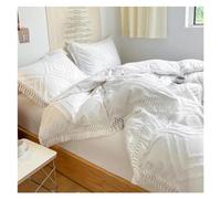 JQQJZLC Solid Color Farmhouse Cotton Redding Juego de Borde de la borda Dórmes de la Cama Casas de Almohada de la Cama Camino de Cuatro Piezas (Champán, Rey)