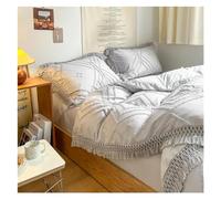 JQQJZLC Solid Color Farmhouse Cotton Redding Juego de Borde de la borda Dórmes de la Cama Casas de Almohada de la Cama Camino de Cuatro Piezas (Champán, Rey)