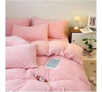 JQQJZLC Tapa de la Cubierta de Terciopelo de Terciopelo de Coral Reina Rey Suave y cálida Cubierta de edredón de Felpa de Color sólido con Cierre de la Cremallera 4 Piezas Hoja Ajustada y 2