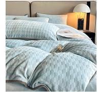 JQQJZLC Tapa de la Cubierta de Terciopelo de Terciopelo de Coral Reina Rey Suave y cálida Cubierta de edredón de Felpa de Color sólido con Cierre de la Cremallera 4 Piezas Hoja Ajustada y 2