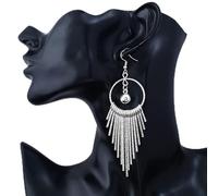 JQQJZLC Tassels largas Colgan Las oraciones - étnico Vintage Bohemio Punk arendería de la Personalidad Moderno Gran Semental para la Fiesta de Bodas de cumpleaños Regalo de joyería, ui de Plata
