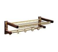 JQQJZLC Toalla Rackel de Toalla Plegable Plegable Rejilla de Toalla móvil con Gancho de Madera Nogal Barra de Toallas Espacio de Aluminio Toallero de Aluminio Toallero de Toalla de Almacenamiento de