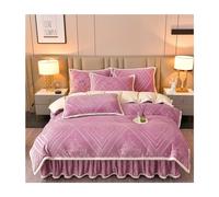 JQQJZLC Velvet Dórdete Cubierta King King 3D Patrón Ultra Suave Flanela cálida Cubierta de edredón Queen con Cierre con Cremallera Falda de la Cama de Esquina y 2 Cubiertas de Almohadas 4 Piezas