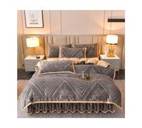 JQQJZLC Velvet Druvet Cover King King 3D Patrón Ultra Suave Flanela cálida Cubierta de edredón Queen con Cierre con Cremallera Falda de la Cama de Esquina y 2 Cubiertas de Almohada 4 Piezas (púrpura,