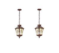 JQQJZLC Vintage afuera de la Linterna Colgante, luz Colgante al Aire Libre Impermeable Exterior, con Sombra de Vidrio sembrado, candelabros Exteriores Ajustables para Patio, Granja, Patio Hecho en