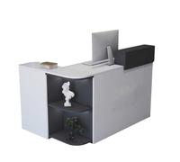 JQslycdmv Mostrador de recepción en Forma de L; en la Esquina Hay una estantería Abierta, cajones con Cerradura y armarios, con Vitrina, Ideal(Black - Right,220cm)