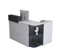 JQslycdmv Mostrador de recepción en Forma de L; en la Esquina Hay una estantería Abierta, cajones con Cerradura y armarios, con Vitrina, Ideal(Black - Left,180cm)