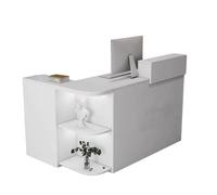 JQslycdmv Mostrador de recepción en Forma de L; en la Esquina Hay una estantería Abierta, cajones con Cerradura y armarios, con Vitrina, Ideal(White - Right,100cm)