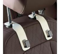 JQTOP Ganchos universales para reposacabezas de coche, cuero cosido de alta calidad y aleación de aluminio y magnesio, ganchos de almacenamiento dobles para bolsos, bolsos y bolsas (paquete de 2