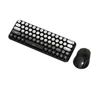 JQVDE Combo de Teclado y ratón inalámbrico ergonómico de 2,4 GHz con 65 Teclas en Degradado de Color y 1600 dpi, silencioso, Compatible con PC y Ordenador de Escritorio.(Hebrew Layout,Mulk Tea)