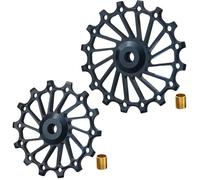 JQVDE Rodillos de Cambio Trasero de Carretera con Caja de poleas y roldanas de 11/12 velocidades con rodamiento cerámico Sobredimensionado(Black Black Set)