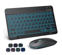 JQVDE Teclado Bluetooth con retroiluminación RGB en Hebreo, Ruso, español, portugués y Coreano. Compatible con iOS, Android, Windows, iPad, Samsung, tabletas y portátiles.(EN Set)