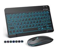 JQVDE Teclado Bluetooth con retroiluminación RGB en Hebreo, Ruso, español, portugués y Coreano. Compatible con iOS, Android, Windows, iPad, Samsung, tabletas y portátiles.(French Set)